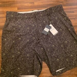 Maelreg Men's Golf Shorts Size 38 Black Green Floral ProFlex Stretch MGGS012 NWT